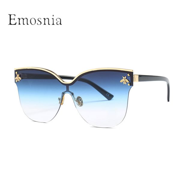 

emosnia 2018 ladies women semi-rimless cat eye sunglasses metal decoration sun glasses male grey shades uv400 goggles oculos, White;black
