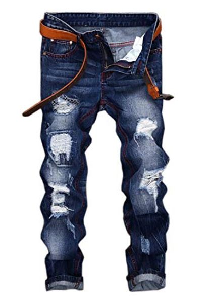 

amoystyle men's fashion ripped jeans - slim fit 2 colors, Blue