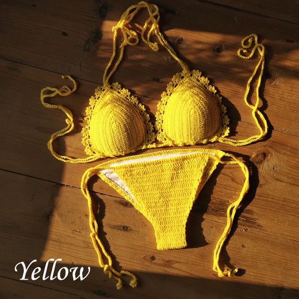 

handmade women's push up swimwear beach crochet bikini set lining swim trunks shorts beachwear bathing suit, White;black