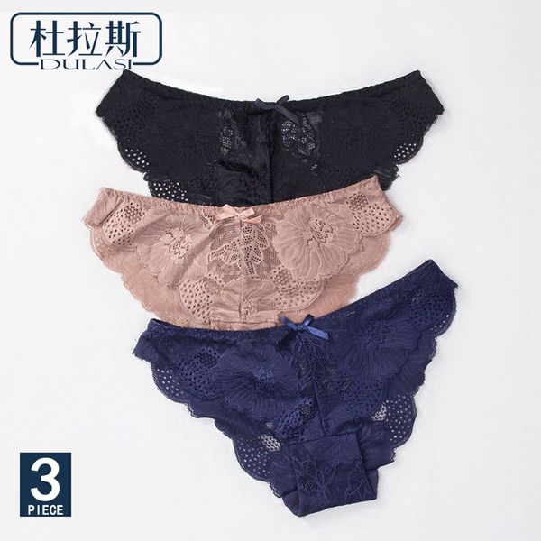

dulasi flower lace panties women seamless underwear floral cotton silk ladies transparent bikini for girls 6 color panty, Black;pink