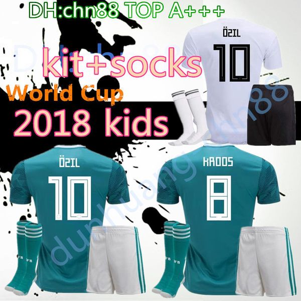 

2018 world cup kids soccer jersey kit+socks hummels 19 germany goretzka kroos sane drahler werner boys child football uniform shirts, Black