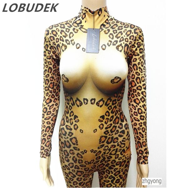 tigre Leopard sexy tuta femminile stage stampa leopardo Body Elasticity body Party Nightclub costume da performance di danza