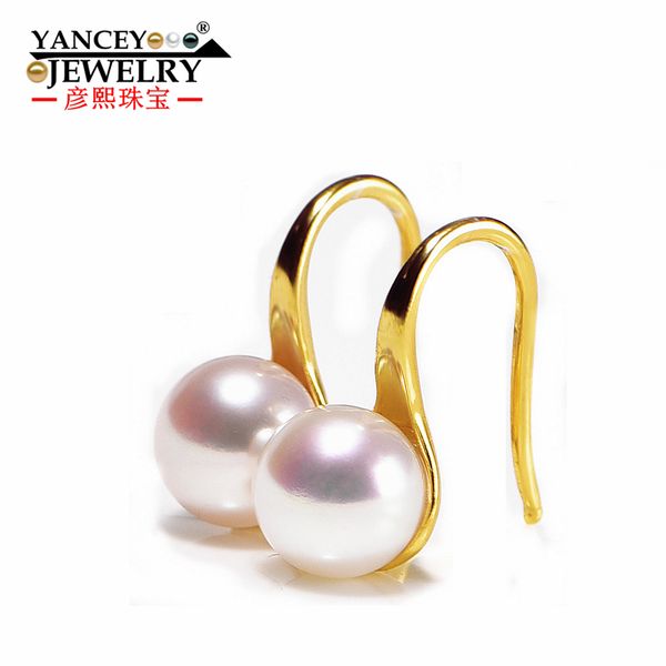 

yancey 8-9mm natural freshwater pearl drop earrings for women with s925 silver drop earrings lotus fun fine jewelry, Golden;silver