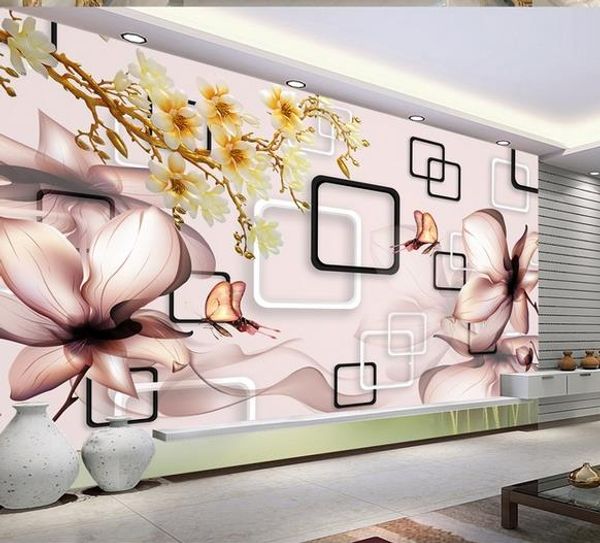 

hd 3d magnolia three-dimensional landscape background wall wallpaper for walls 3 d for living room