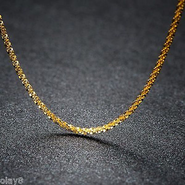 

au750 real 18k yellow gold necklace women full star link chain 2.3-2.6g 18inch, Silver