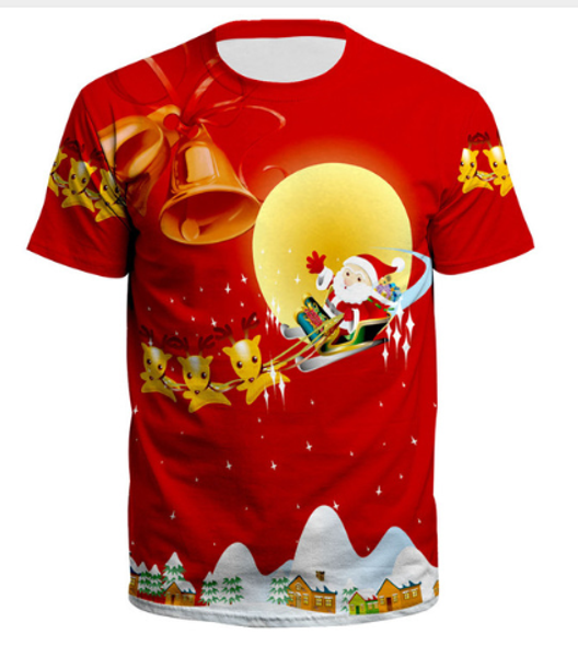 

men/womens 3d santa claus print short sleeve funny t-shirts harajuku fitness casual shirt u1084, White;black