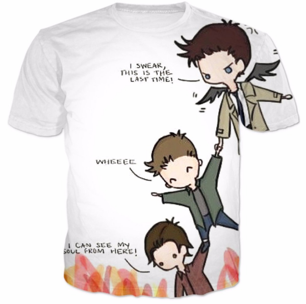 

supernatural cas dean and sam women men new fashion summer funny 3d print crewneck casual t shirt tee q02, White;black