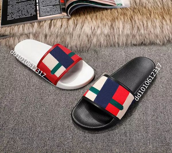 

2018 mens and womens fashion linen checkboards slide sandals couple lovers unisex beach slippers size euro 35-45