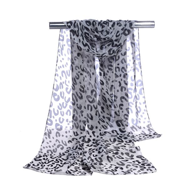 Fábrica de Atacado de Seda Lenço de Chiffon U Estampa de Leopardo Chiffon Cachecol Mulheres Cachecóis Xales E Lenços 6 Cores