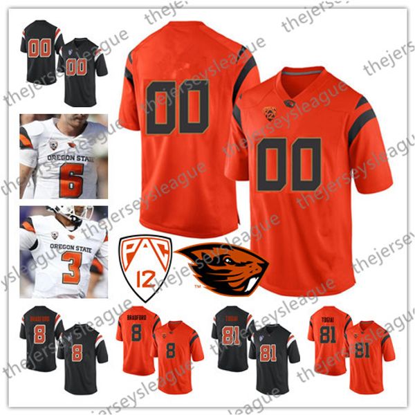 

oregon state beavers custom any name number stitched black white orange ncaa college football jerseys #8 trevon bradford 81 noah togiai