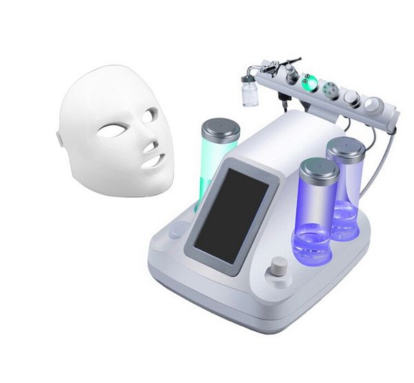 7 em 1 Hydra Dermaabrasão Oxygen Jet Peel Ultrassom RF Bio Microcurrent Rosto Elevador Frio Martelo LED Facial Mask 7 Cores para cuidados com a pele