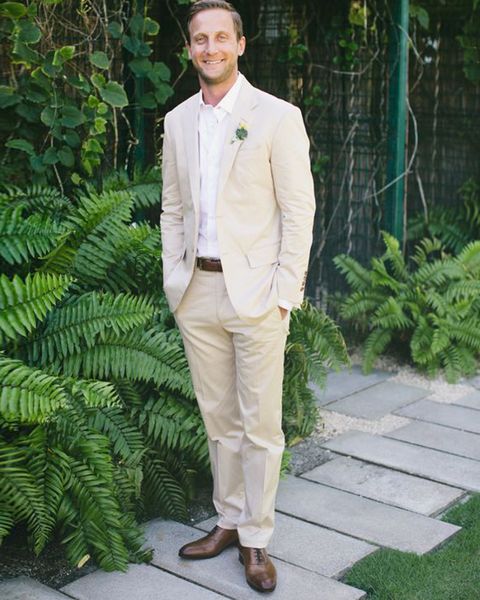 

slim fit beige linen men suits summer beach wedding groom tuxedos 2 pieces (jacket+pants) bridegroom suits man blazer, Black;gray