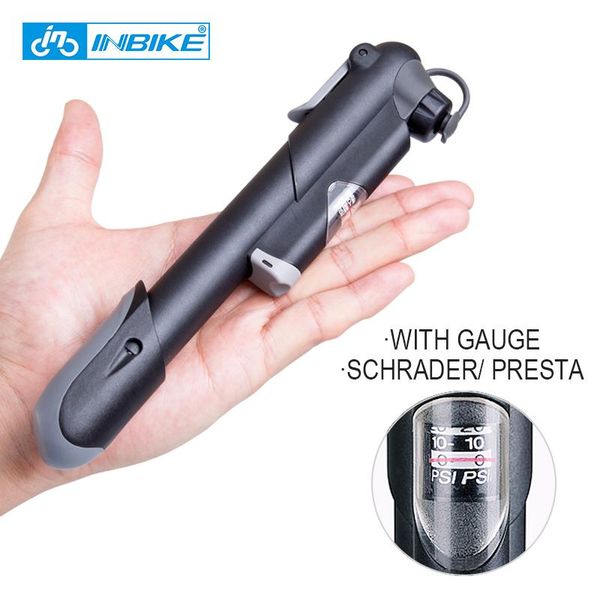 

portable bike pump inbike mini with gauge bicycle pump road bike mtb air inflator 120psi 20cm iq310