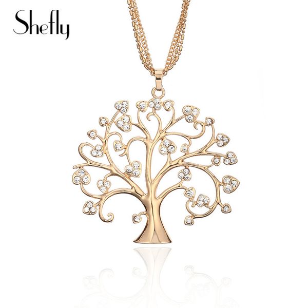 

2018 tree of life crystal pendant necklace zinc alloy cubic charm necklace for women & pendant bijoux collier, Silver