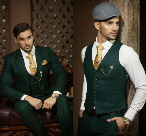 

(jacket + pants + vest) 2018 costume homme suit men terno masculino trajes hombre vestir men suits for wedding anzug herren, White;black