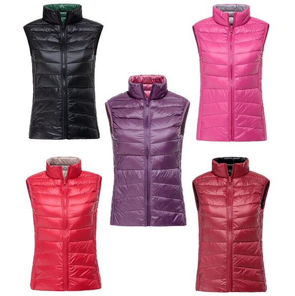 

Spring Autumn Women White Duck Down Vest Waistcoat Soft Warm Thin Ultra Light Waistcoat Jacket Female Brand Vest Coat