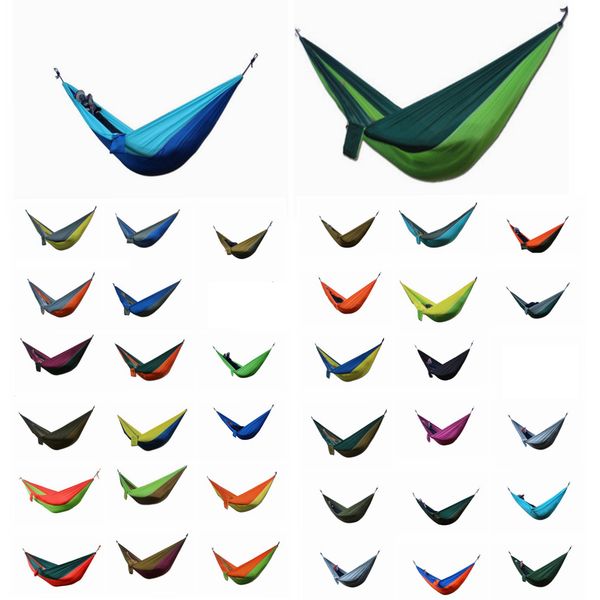 Portable Nylon Tecido Pessoa Dupla Parachute Hammock Jardim Acampamento Ao Ar Livre Cama Segura Cama de Suspensão Crianças Sleep Sleep DDA770