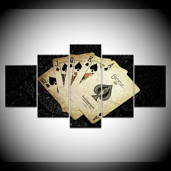 2019 5 Panel Poker Pattern Canvas Painting Home Living Room Decor Poker Hd Picture Painting Without Framed Print Poster From Tian7777777 17 09