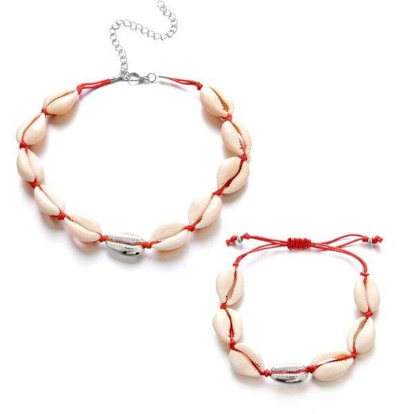 

2018 bohemian creative handmade natural seashell hand knit bracelet shells bracelets women accessories beaded strand bracelet, Golden;silver