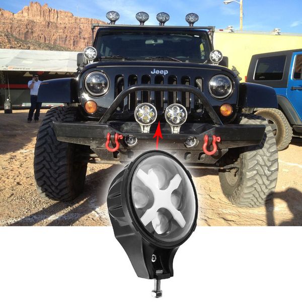 6 polegadas conduziu luz de nevoeiro 60w rodada conduziu luz de condução 12v 24v para jeep wrangler jk 4wd offroad levou luz com olhos de anjo