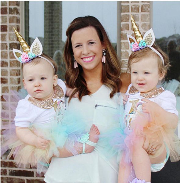 

Toddler unicorn flower headband birthday party hair bow gift crown hair band headwear glitter ela tic tiara kid girl hair acce orie