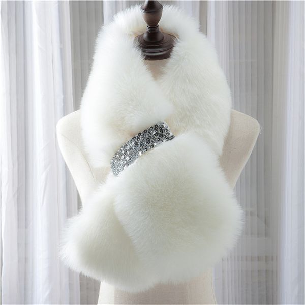 

sumeike] winter warm scarf faux fur collar women solid color/fashion style/about95*15cm/7 colors, Blue;gray