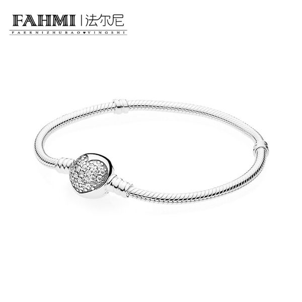 

fahmi 100% 925 sterling silver 1:1 original 590743cz charm bracelet authentic temperament fashion glamour retro wedding women jewelry, Golden;silver