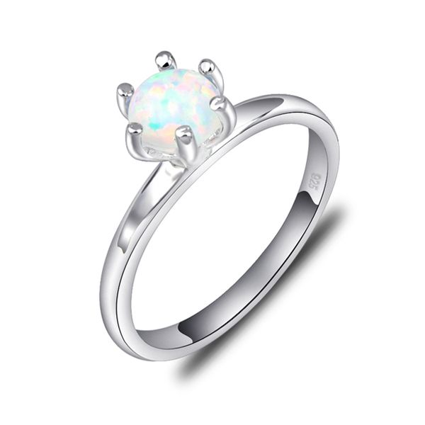 5 pezzi / lotto Regalo di anniversario Gemme di opale di fuoco bianco reale Anello di fiori in argento sterling 925 Messico Americano Australia Matrimoni Regalo di gioielli