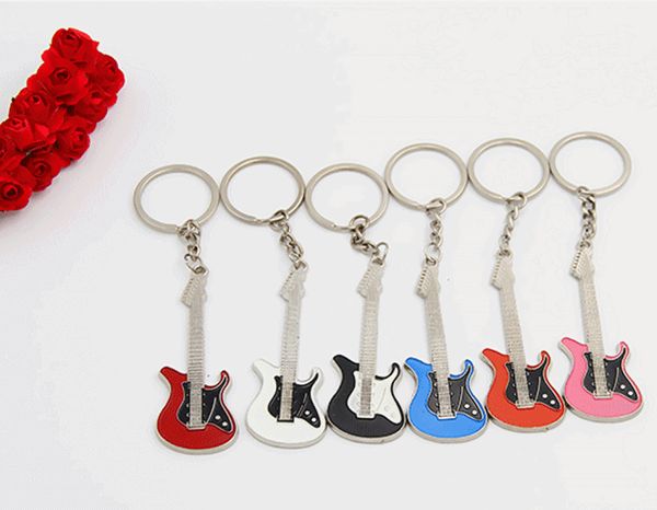 

creative guitar keychain music festival musical instrument jewelry pendant keyring gift activity customized support fba drop shipping g785r, Silver