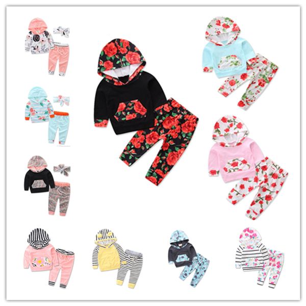 Baby Clothes Set Cotton Newborn Girl Boy Long Sleeve Hooded T-shirt Pants 2 Pcs