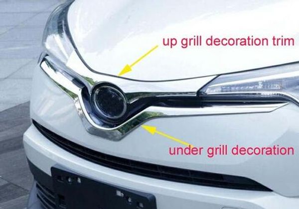 ABS cromato di alta qualità Griglia anteriore per auto decorazione Striscia di rifinitura, copertura decorativa con logo per TOYOTA CHR C-HR 2016-2018
