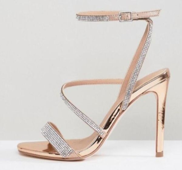 

2018 блеск женщины обувь Алмаз сандалии горный хрусталь свадебные туфли золото сан