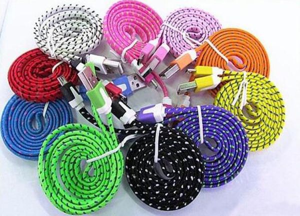 

10FT 6ft 3FT Noodle Flat Braid Charging Cord Sync Fabric TYPE-C Micro Wire USB Data Cable Line for Samsung S8 S7 HUAWEI 2018