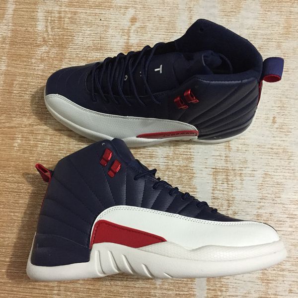 

2018 new 12s mens basketball shoes sneaker dark blue red white outdoor athletic trainer with box