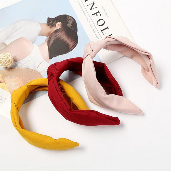 

fashion women knot turban headband soft yellow black hairband simple style elastic hairband hair accessories