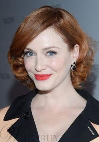 

fashion medium curl synthetic hair womens wigs 12 inches, Black;brown