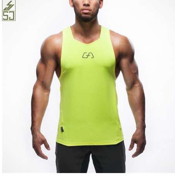 

sj fitness men tank mens bodybuilding stringers tank singlet brand clothing sleeveless shirt, White;black