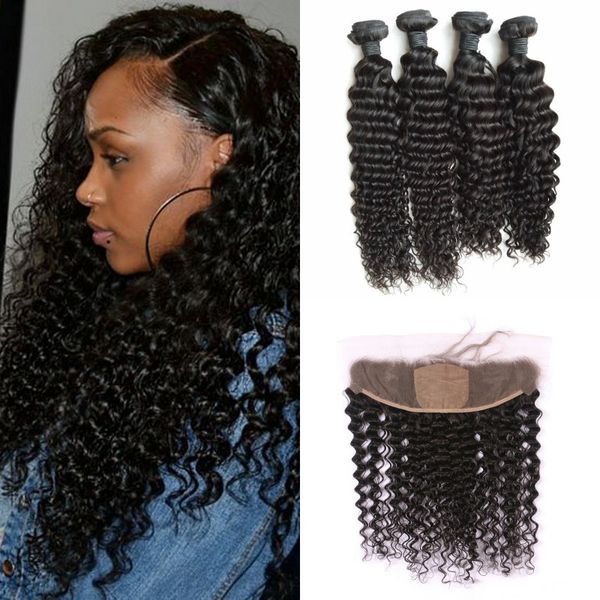 Malaysian Virgin Silk Base Lace Frontal Closure With 4 Bundles