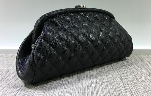 

Vogue party Evening Bags genuine leather Cosmetic Bags women clutch bag black lambskin caviar handbag