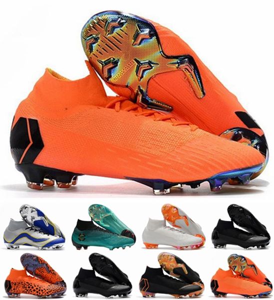 

2018 soccer cleats socks acc mercurial superfly vi 360 elite fg football boots cr7 cristiano ronaldo neymar jr soccer shoes botas de fÃºtbol, White;red