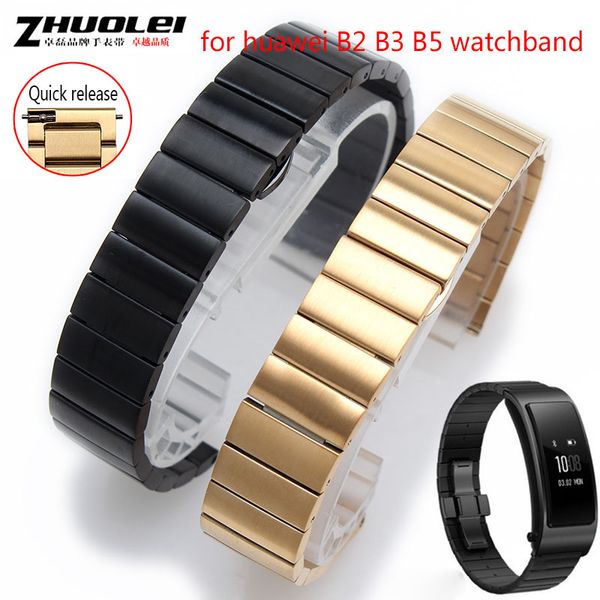

Quick release high quantity stainless steel watch bands for huawei B2 B3 B5 watch wristband 15 16 18mm with butterfly clasp pins