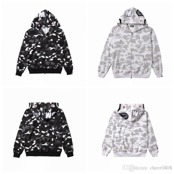 

a bathing a ape 1bape luminous hoodies jacket shark head camo hooded coat, Black