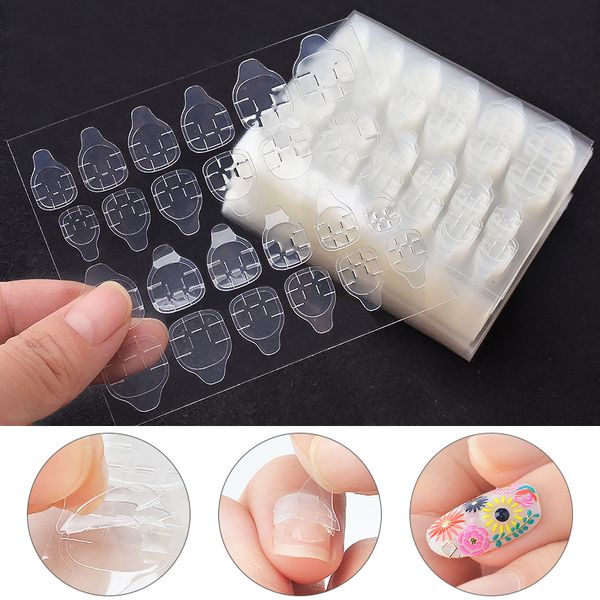

10sheet transparent jelly double-sided adhesive nails sticker ultra-thin diy nail glue sticky tape false nail tips art tool, Black
