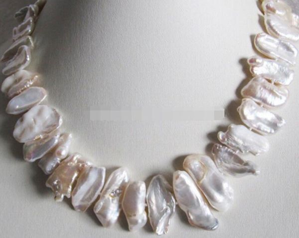

ll<<< 1002 17" white pipa freshwater pearl necklace fashion jewelry, Silver