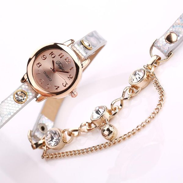 

#5001 fashion bracelet watch duoya fashion luxury bead pendant women watches women bracelet watch wristwatches, Slivery;brown