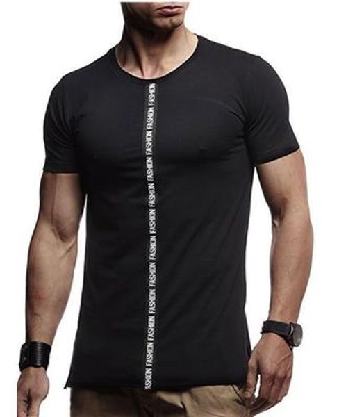 

Fashion Mens Athletic T-shirt Stripe Applique Short Sleeves O-Neck Fitness T-shirt Summer European American Style T-shirts Top