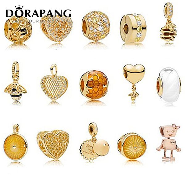 DORAPANG NUOVO 100% 925 Sterling Silver Charms Bead Rose Gold Robot 18K Gold Shine Wasp Fee Fit Braccialetti fai da te all'ingrosso della fabbrica