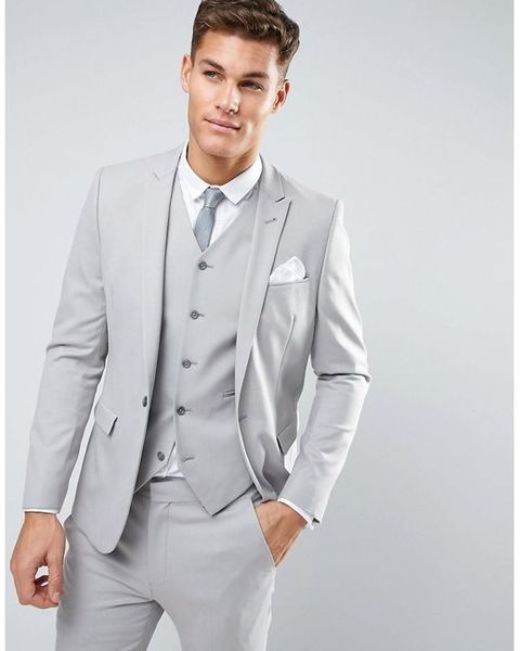 

wedding suits light gray for groom tuxedo dress men suit 3 piece 2021, White;black