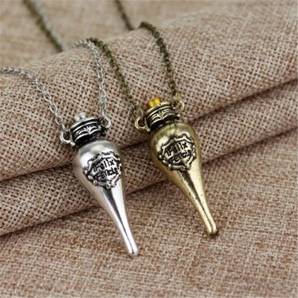 

movie jewelry harry felix felicis magic potion bottle pendant necklace lucky potion necklace aa294-301 2018052302, Silver