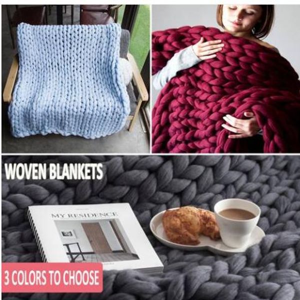 

sales wholesales cozy comfortable chunky knit blanket merino wool woolen yarn knitting chunky blanket